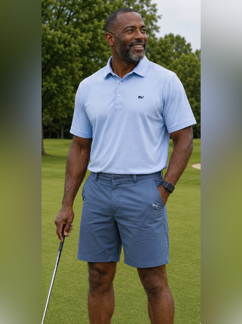 Puma Men's Slate Blue Athletic Golf Shorts